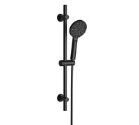 Görbach Saliscendi Doccia con Soffione 3 Getti, Asta Doccia Acciaio inox con Supporto per Doccetta e Tubo, Colonna Doccia Senza Miscelatore Adattarsi ai Fori Esistenti, 70 cm Nero