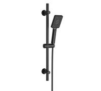 Görbach Saliscendi Doccia con Soffione 3 Getti, Asta Doccia Acciaio inox con Supporto per Doccetta e Tubo, Colonna Doccia Senza Miscelatore Adattarsi ai Fori Esistenti, 70 cm Nero