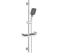Görbach Saliscendi Doccia con Soffione 3 Getti, Asta Doccia Acciaio inox con Supporto per Doccetta e Tubo, Colonna Doccia Senza Miscelatore Adattarsi ai Fori Esistenti con Mensola doccia, 100 cm Cromo