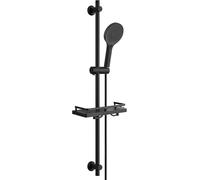 Görbach Saliscendi Doccia con Soffione 3 Getti, Asta Doccia Acciaio inox con Supporto per Doccetta e Tubo, Colonna Doccia Senza Miscelatore Adattarsi ai Fori Esistenti con Mensola doccia, 100 cm Nero