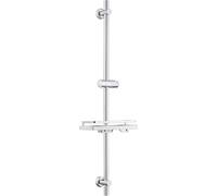 Görbach Set doccia in acciaio inox con supporto per soffione doccia regolabile, supporto da parete compatibile con fori per trapano, adatto per doccette standard, asta doccia 100 cm e ripiano doccia
