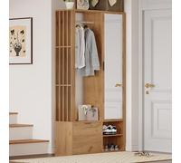 Goeria Armadio Ingresso 6 in 1, 100 x 33 x 190 cm, con Specchio, Stendibiancheria, Armadio e Corridori