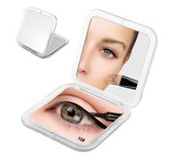 Goerpn Specchio compatto con ingrandimento 15X/1X, specchio da viaggio per borsetta, piccolo, pieghevole, per trucco, tascabile, quadrato, 8,5 x 8,5 cm
