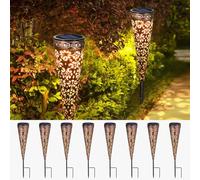 Görvitor 8 luci solari a LED per esterni in metallo, IP65, impermeabili, per esterni, giardino, orientali, da giardino, per esterni, balcone, fioriere da viale, cortile, prato, decorazione