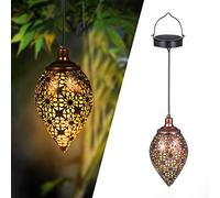 Görvitor - Lanterna solare a LED per esterni, da appendere, in metallo, per esterni, giardino, balcone, patio, Natale