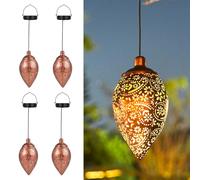 Görvitor Lanterna solare per esterni, 4 pezzi, impermeabile, IP65, da appendere, per esterni, per esterni, decorazione da giardino, passerella, patio, regalo di Natale
