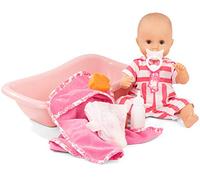 Götz 2153143 Sleepy Aquini Girl Stripe Vibes - bambola da bagno grande 33 cm con occhi azzurri che dormono, senza capelli in set da 8 pezzi - bambola da 3 anni
