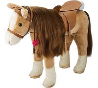 Götz 3403088 Sparky Combed Horse (altezza del bastone 37 cm) - cavallo di peluche marrone, altezza circa 52 cm per bambole in piedi - con sella, briglie e coperta da picnic