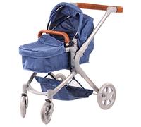 Götz 3403366 carrozzina per bambole 2 in 1 Denim & Spots - adatta a tutte le bambole Götz fino a 50 cm - altezza del manico regolabile da 58 a 80 cm