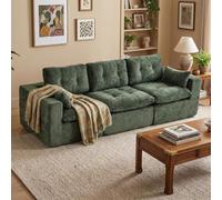 Goeurvant Divano modulare a 3 posti con funzione letto, seduta extra profonda, in ciniglia, senza cornice, divano letto flessibile per soggiorno, verde