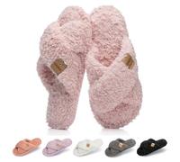 GOEWY Pantofole da Donna con Memory Foam e Ciabatte Morbide a Punta Aperta con Cinturino Incrociato - Suola Antiscivolo, Regalo Stiloso per Donne, Mamme, Mogli(Rosa 40/41)