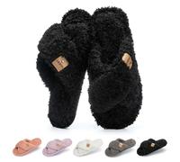 GOEWY Pantofole da Donna con Memory Foam e Ciabatte Morbide a Punta Aperta con Cinturino Incrociato - Suola Antiscivolo, Regalo Stiloso per Donne, Mamme, Mogli(Nero 38/39)