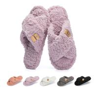 GOEWY Pantofole da Donna con Memory Foam e Ciabatte Morbide a Punta Aperta con Cinturino Incrociato - Suola Antiscivolo, Regalo Stiloso per Donne, Mamme, Mogli(Viola 40/41)