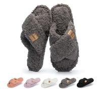GOEWY Pantofole da Donna con Memory Foam e Ciabatte Morbide a Punta Aperta con Cinturino Incrociato - Suola Antiscivolo, Regalo Stiloso per Donne, Mamme, Mogli(Grigio 42/43)