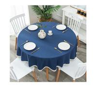 GOEXCPL Tovaglia rotonda in cotone e lino, Proteggere e decorare il desktop Blu navy Diametro 260 cm, Adatta a tavoli rotondi di 190-210 cm di diametro