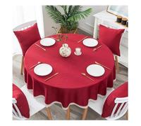 GOEXCPL Tovaglia rotonda in cotone e lino, Proteggere e decorare il desktop Rosso Diametro 260 cm, Adatta a tavoli rotondi di 190-210 cm di diametro