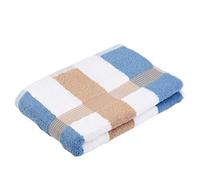 Gözze - Asciugamano a Righe New York, Set da 2 Pezzi, Morbido e Assorbente, 100% Cotone, 70 x 140 cm - Marrone/Bianco/Blu Fiordo