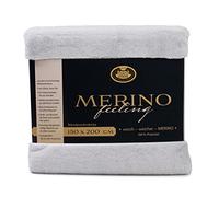 Gözze - Coperta Avvolgente, Sensazione Merino, Reversibile, Tessuto Spesso 600 g/m², 100% Poliestere, 150 x 200 cm - Argento