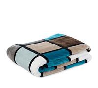 Gözze - Coperta Morbida, Sensazione Cashmere, Tessuto Spesso 500 g/m², Antigua, 100% Microfibra, 150 x 200 cm - Acqua/Tortora/Blu Petrolio