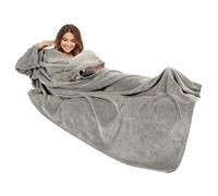 Gözze - Coperta Premium con Maniche e Tasca a Marsupio, 100% Poliestere, 150 x 240 cm - Argento