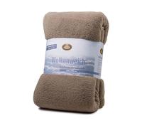 Gözze Kuscheldecke WOLKENWEICH mit Schaf Fellimitat, 150 x 200, Farbe stein