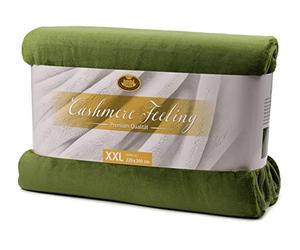 Gözze - Morbida Coperta Premium, Sensazione Cashmere, Microfibra, 220 x 240 cm - Verde scuro