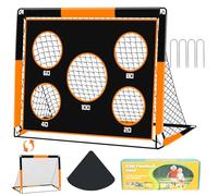 Gofady Porta da calcio 2 in 1 per bambini, portatile e resistente, rete da allenamento con 5 gamme, design pieghevole, borsa per il trasporto, facile da montare per cortile, giardino, spiaggia