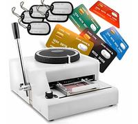 Goffratrice per carte in PVC, macchina manuale per goffratura carte, 72 caratteri codificati, include 30 targhette in alluminio per cani, per carte di credito e targhette personalizzate per cani