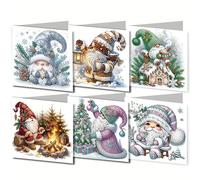 Gofission Confezione da 6 biglietti di auguri natalizi per pittura a diamante, 15 x 30 cm, fai da te, arte diamantata 5D, a forma speciale, cartoline di cristallo per familiari, amici, regalo fatto a