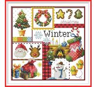 Gofission Kit per punto croce prestampato da 14 ct, per adulti e principianti, per tutte le stagioni invernali, set per ricamo a punto croce prestampato, con accessori, decorazione da parete, 27 x 27