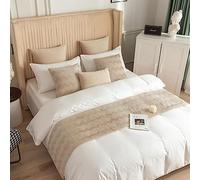 GOFOHIMI Runner Letto Matrimoniale, Corridore Letto, Morbido Confortevole Sciarpa e Federa da Letto, Modern Alberghi Scarf Runner Decorazione,Beige,55x55cm(Federa)