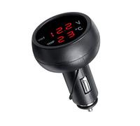 Goforjump Termometro, voltmetro digitale a LED, per accendisigari auto, con caricatore USB, 3 funzioni, 3 in 1, 12 V/24 V