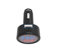 GOFORJUMP Voltmetro Digitale 3 in 1, caricabatteria da Auto USB per accendisigari con termometro 12V 24V