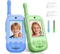 Gofunly Video Walkie Talkie Bambini, Set da 2 Dispositivi Ricaricabili con Interfono Video, Giochi per Interni ed Esterni per Attività in Famiglia per Ragazzo e Ragazza dai 3 ai 12 Anni - Verde+Blu