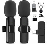 GOGARA Microfono wireless per iPhone 15 16, iPad, Android, microfono Lavalier per registrazione video, riduzione del rumore, mini microfono a clip per Tiktok, YouTube, Vlog, Podcast, ASMR