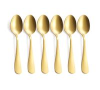 GoGeiLi Cucchiaio da Dessert Oro Opaco, Cucchiaio in Acciaio Inossidabile con Finitura Satinata, 17,2 cm, Set di Cucchiaini per 6 Persone, Lavabili in Lavastoviglie