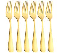 GoGeiLi Forchetta da Tavola Oro Opaco, Forchetta in Acciaio Inossidabile con Finitura Satinata, 20,3 cm, Set di Forchette, Servizio per 6 Persone, Lavabili in Lavastoviglie