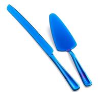 GoGeiLi Set di coltelli e server per torte blu, 33cm Set di taglio per torte in acciaio inox, elegante set di taglierine per matrimonio, compleanno, feste, anniversario