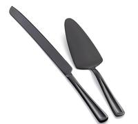 GoGeiLi Set di coltelli e server per torte neri, set da taglio per torte in acciaio inox da 33 cm, elegante set di taglierini per matrimoni, compleanni, feste, anniversari