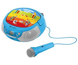 GOGEN Lettore CD per bambini, display LCD, AUX I MP3, funzione karaoke, portatile, batteria o alimentatore di rete, radio per bambini, blu