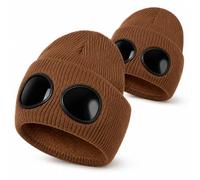Goggle Knitted Beanie, Beanie With Goggles, Novelty Winter Hat (2PCS-C)