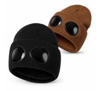Goggle Knitted Beanie, Beanie With Goggles, Novelty Winter Hat (2PCS-E)