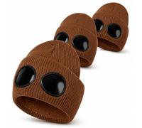 Goggle Knitted Beanie, Beanie With Goggles, Novelty Winter Hat (3PCS-C)