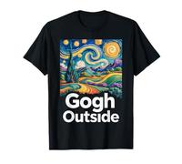 Gogh Outside Funny Art Nature Lover Starry Night Maglietta