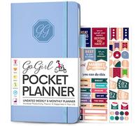 GoGirl Agenda e organizer da donna, tascabile, settimanale, diario degli obiettivi e agenda per la gestione del tempo e la produttività, senza data, colore: azzurro