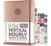 GoGirl Planner PRO Schedule - Agenda senza data con fessure orarie, mensile, settimanale e giornaliera, agenda per la gestione del tempo, 18 x 25,5 cm, copertina rigida, dura 1 anno, oro rosa