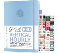 GoGirl Planner PRO Schedule - Agenda senza data con fessure orarie, mensile, settimanale e giornaliera, agenda per la gestione del tempo, 18 x 25,5 cm, copertina rigida, dura 1 anno, pervinca