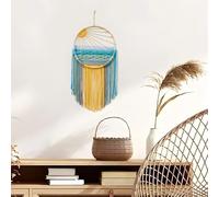 GOGLAM Arazzo da appendere alla parete in macramè, stile bohémien, decorazione da parete con sole, acchiappasogni colorati, per soggiorno, casa, soggiorno, 60 cm x 30 cm (lunghezza x larghezza) (alba)