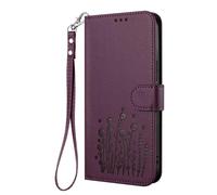 GOGME Cover per DOOGEE Note 59 / Note 59 Pro, Custodia Portafoglio in Pelle con Disegno Floreale, TPU Bumper Shell con Supporto e Chiusura Magnetica - Viola Scuro