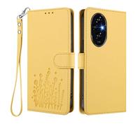 GOGME Cover per Huawei Honor 200 Pro, Custodia Portafoglio in Pelle con Disegno Floreale, TPU Bumper Shell con Supporto e Chiusura Magnetica - Giallo